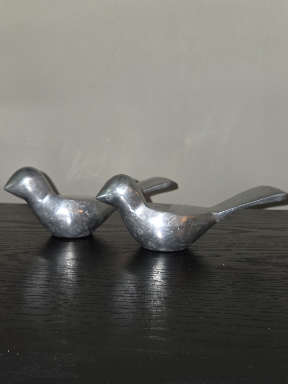 MCM Silver Bird Paperweights - Set of 2